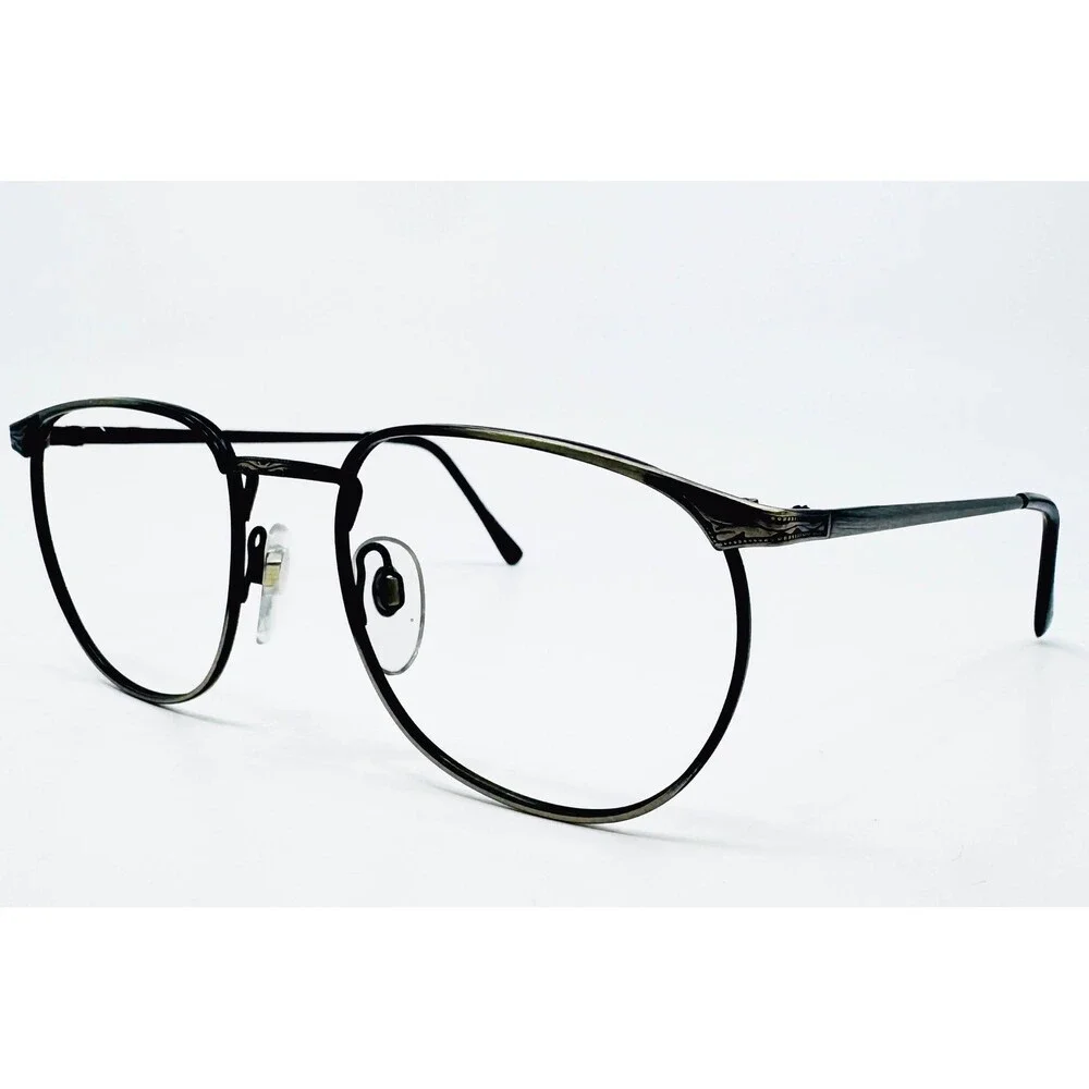 Rodeo Eyeglasses Frames Mens Black Metal Round RODEO-41 135 44826